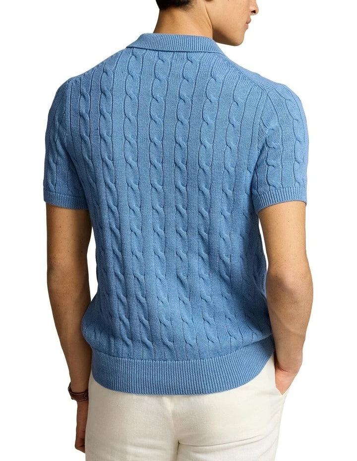 Ralph Lauren Cable Knit Polo - Light Blue