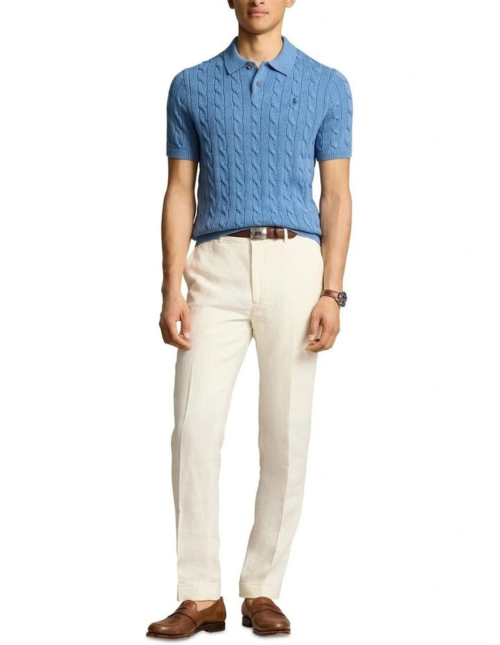 Ralph Lauren Cable Knit Polo - Light Blue