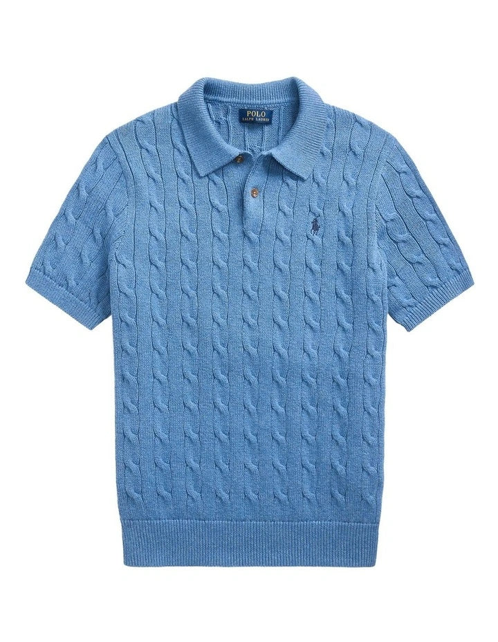 Ralph Lauren Cable Knit Polo - Light Blue