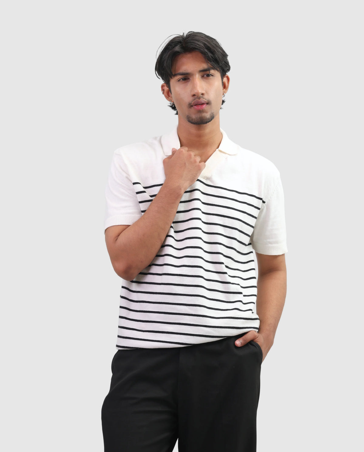 ZARA Knit High Quality Polo - Stripe | Premium Export Quality