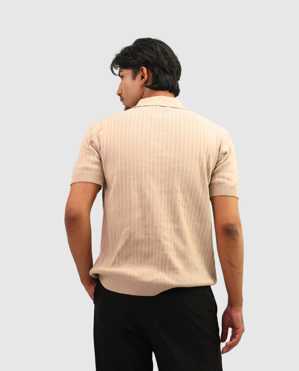ZARA Knit High Quality Polo - Beige | Premium Export Quality
