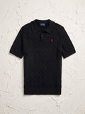 Ralph Lauren Cable Knit Polo Shirt – Black | Premium Export Quality
