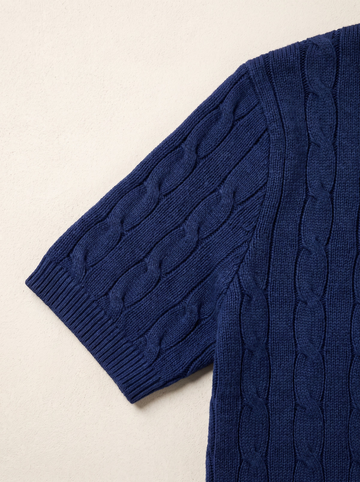 Ralph Lauren Cable Knit Polo Shirt – Navy Blue | Premium Export Quality