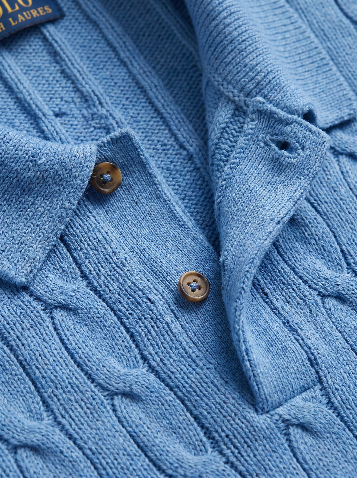 Ralph Lauren Cable Knit Polo Shirt – Light Blue | Premium Export Quality