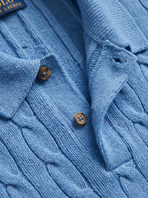 Ralph Lauren Cable Knit Polo Shirt – Light Blue | Premium Export Quality
