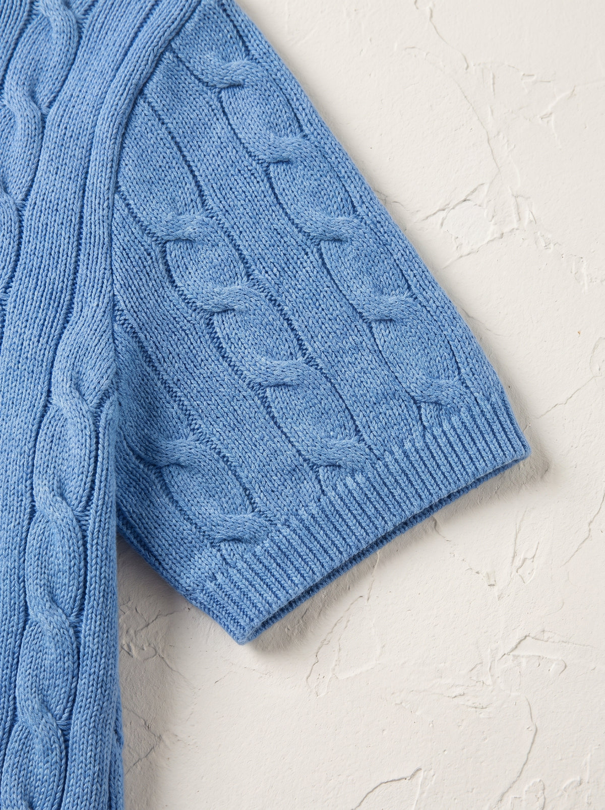 Ralph Lauren Cable Knit Polo Shirt – Light Blue | Premium Export Quality