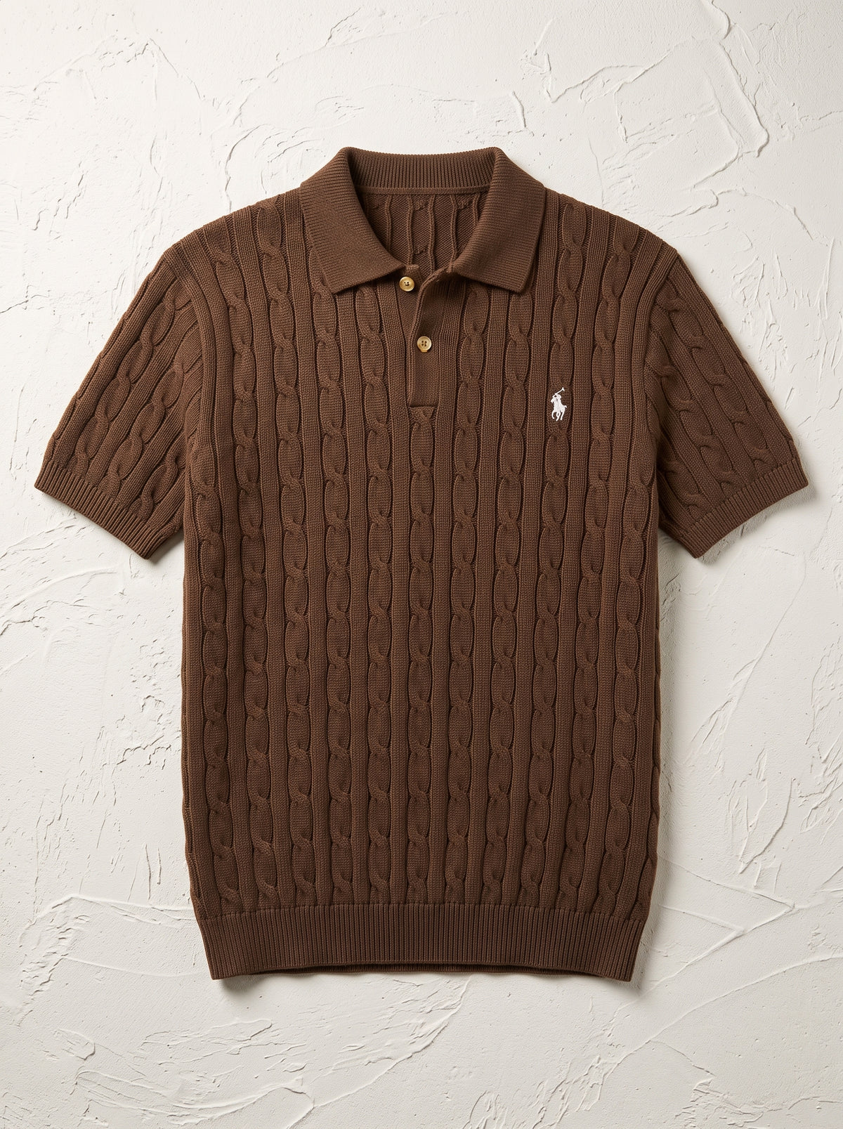 Ralph Lauren Cable Knit Polo Shirt – Brown | Premium Export Quality