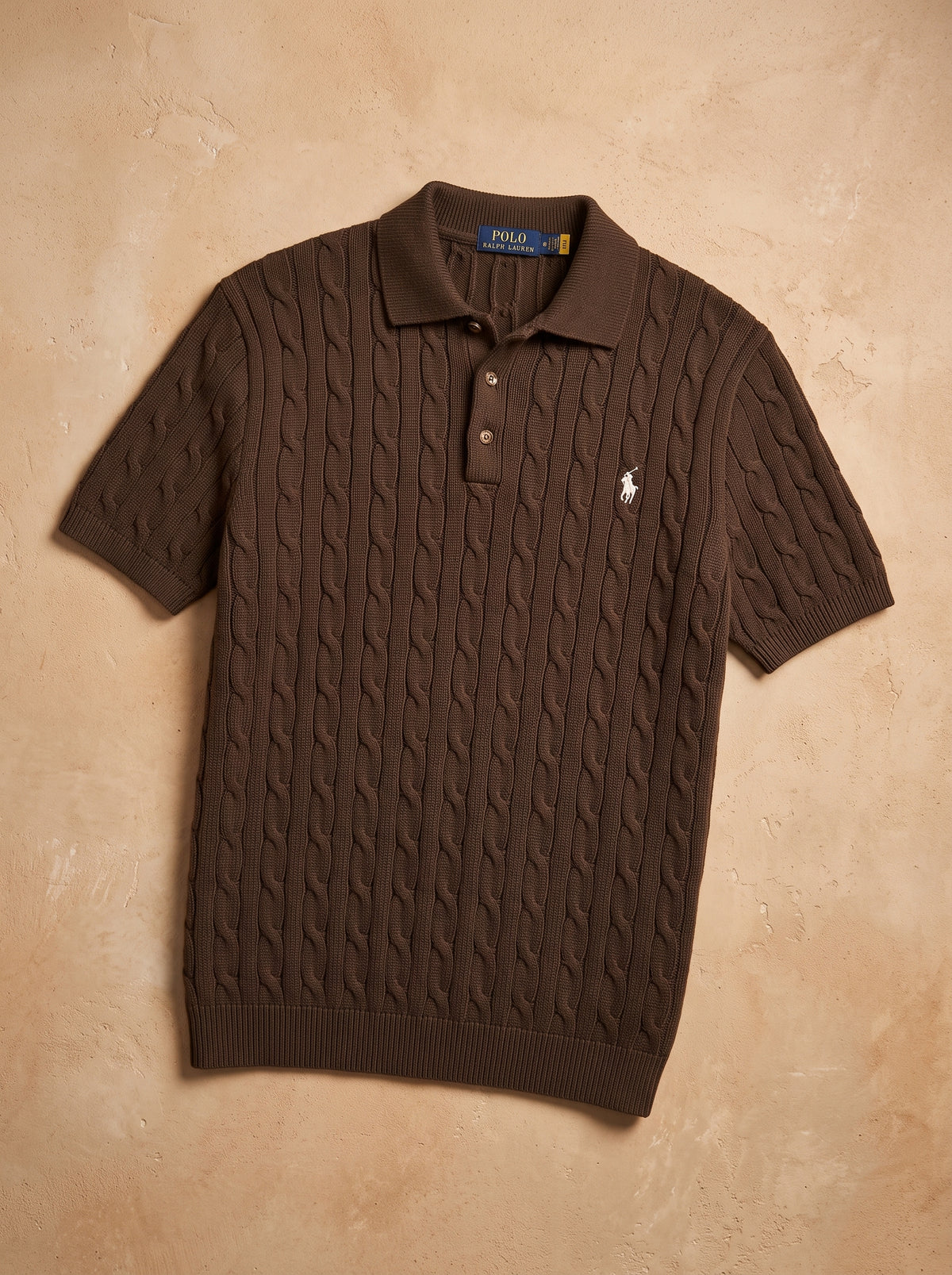 Ralph Lauren Cable Knit Polo Shirt – Brown | Premium Export Quality