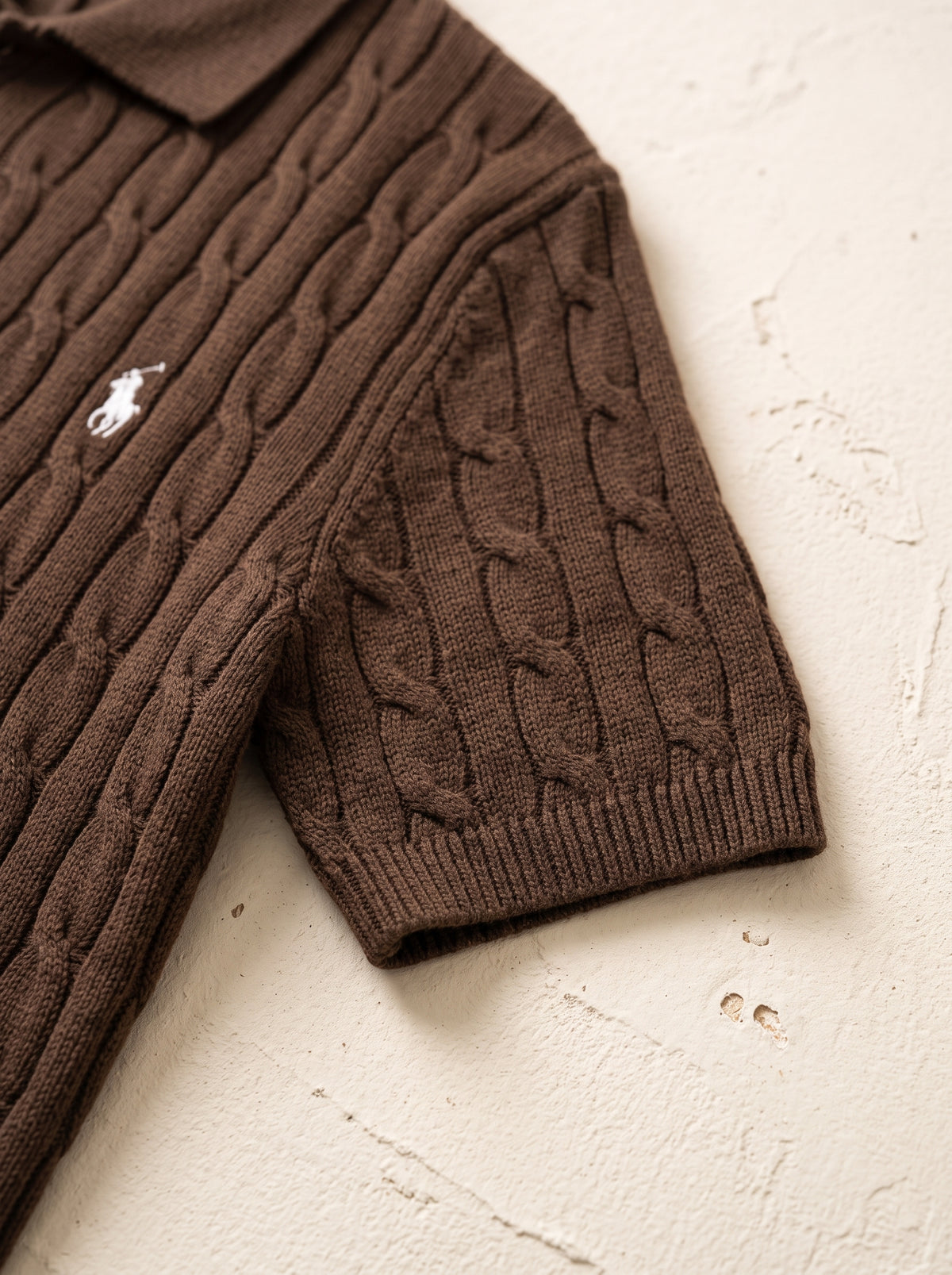 Ralph Lauren Cable Knit Polo Shirt – Brown | Premium Export Quality