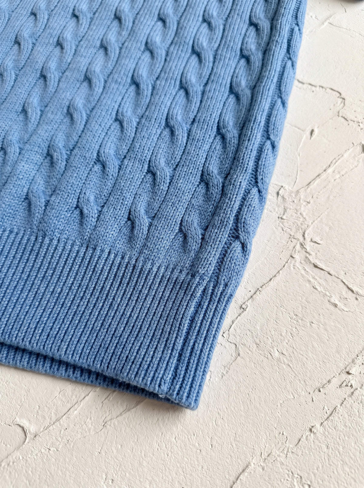 Ralph Lauren Cable Knit Polo Shirt – Light Blue | Premium Export Quality
