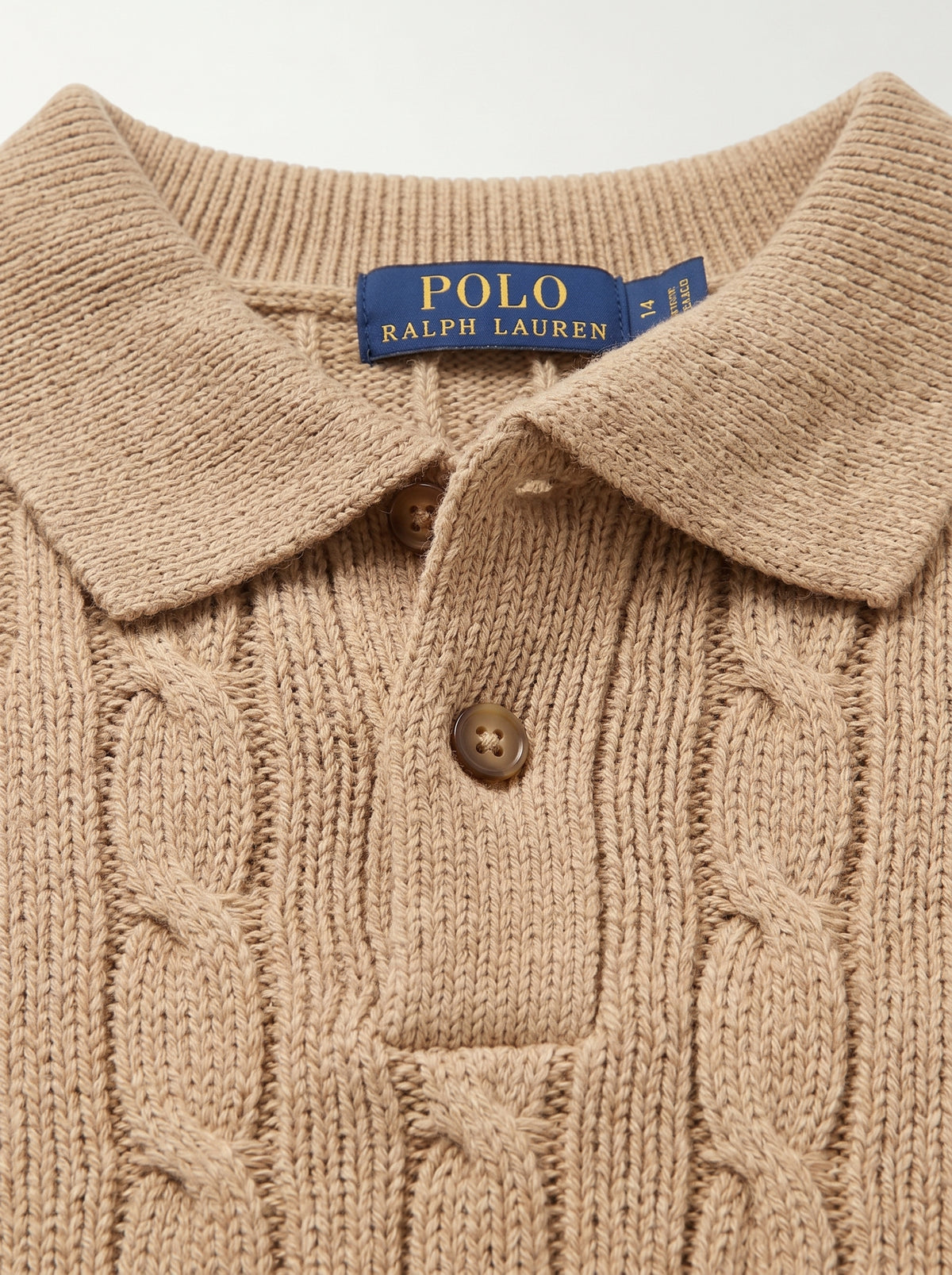 Ralph Lauren Cable Knit Polo Shirt – Beige| Premium Export Quality