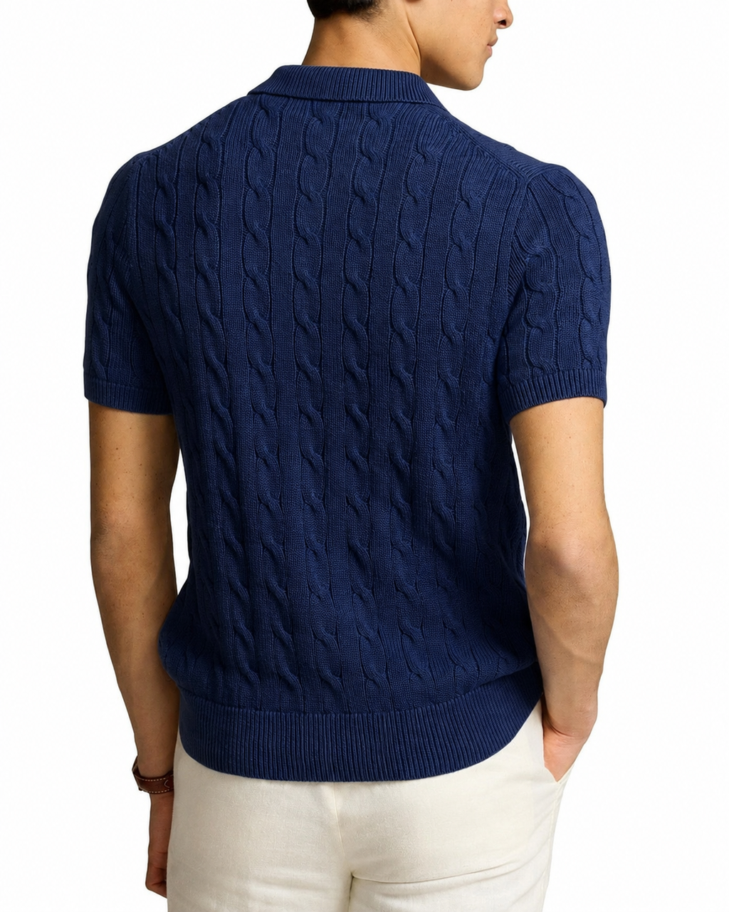 Ralph Lauren Cable Knit Polo - Navy Blue