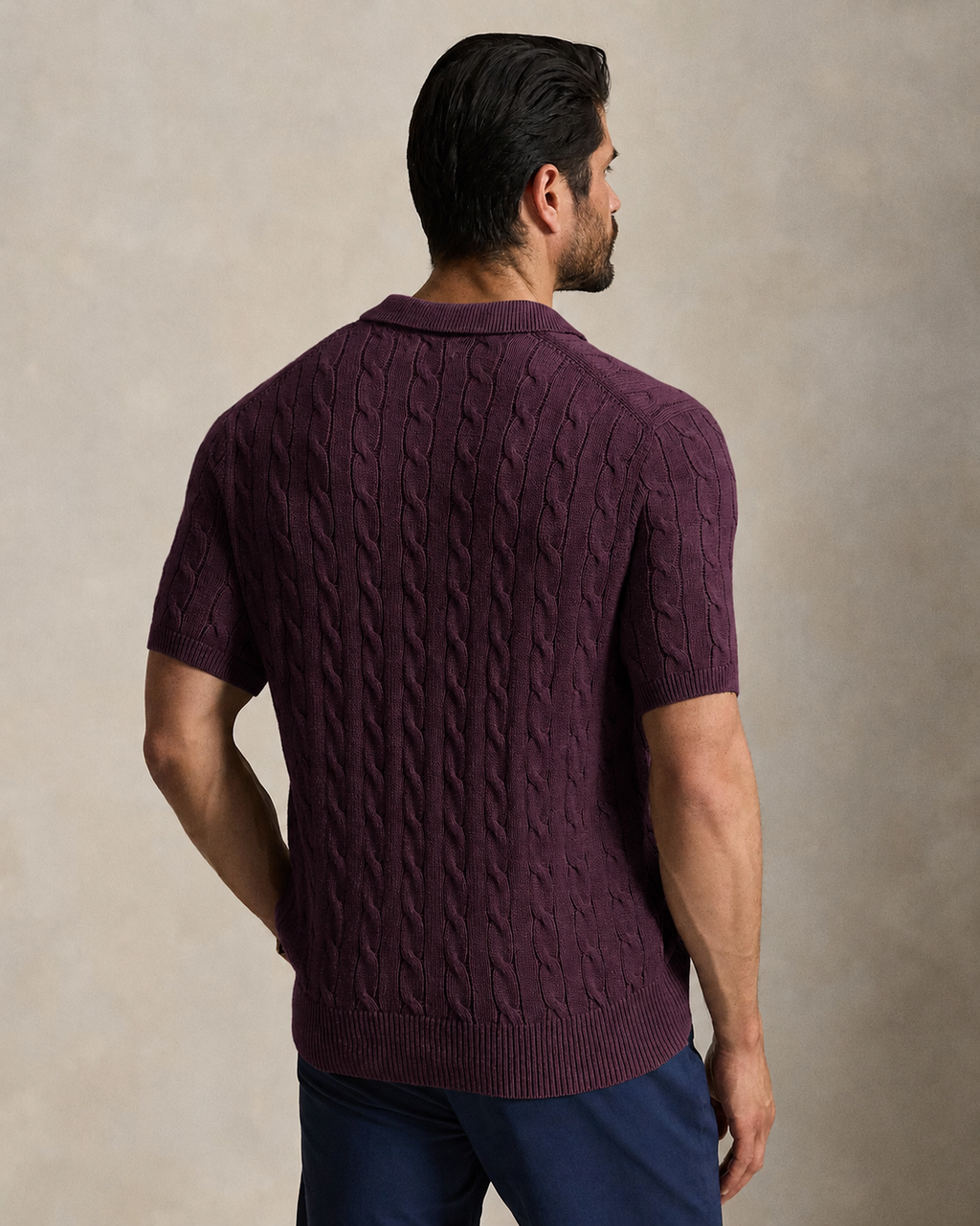 Ralph Lauren Cable Knit Polo - Maroon