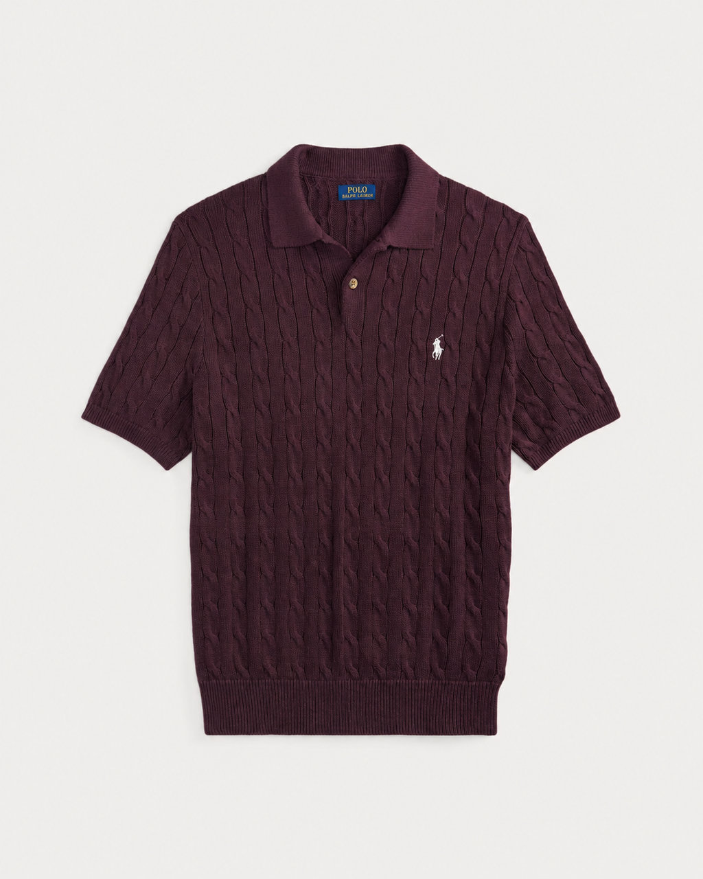 Ralph Lauren Cable Knit Polo - Maroon