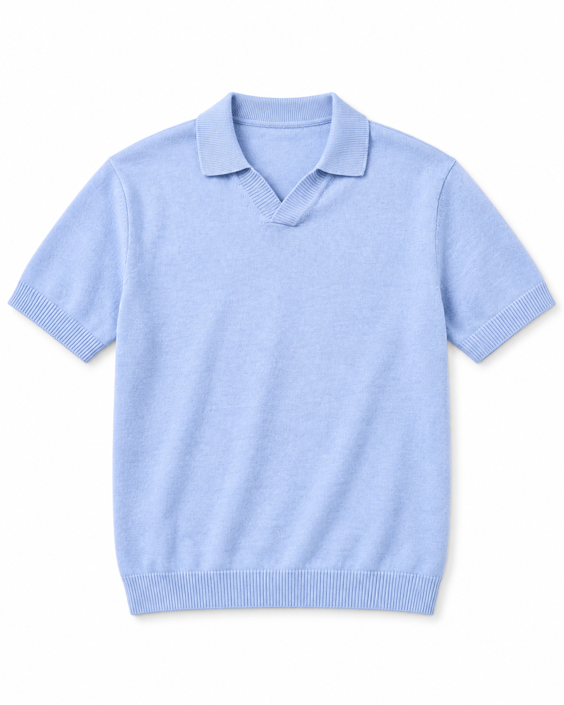 ZARA Knit High Quality Polo - Light Blue | Premium Export Quality