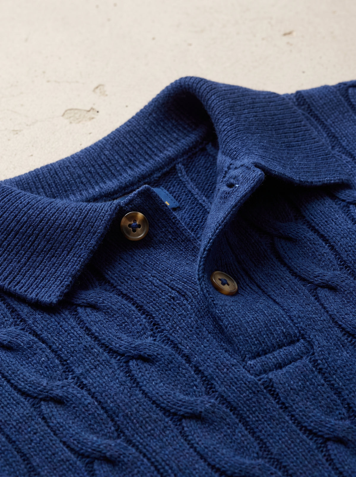 Ralph Lauren Cable Knit Polo Shirt – Navy Blue | Premium Export Quality