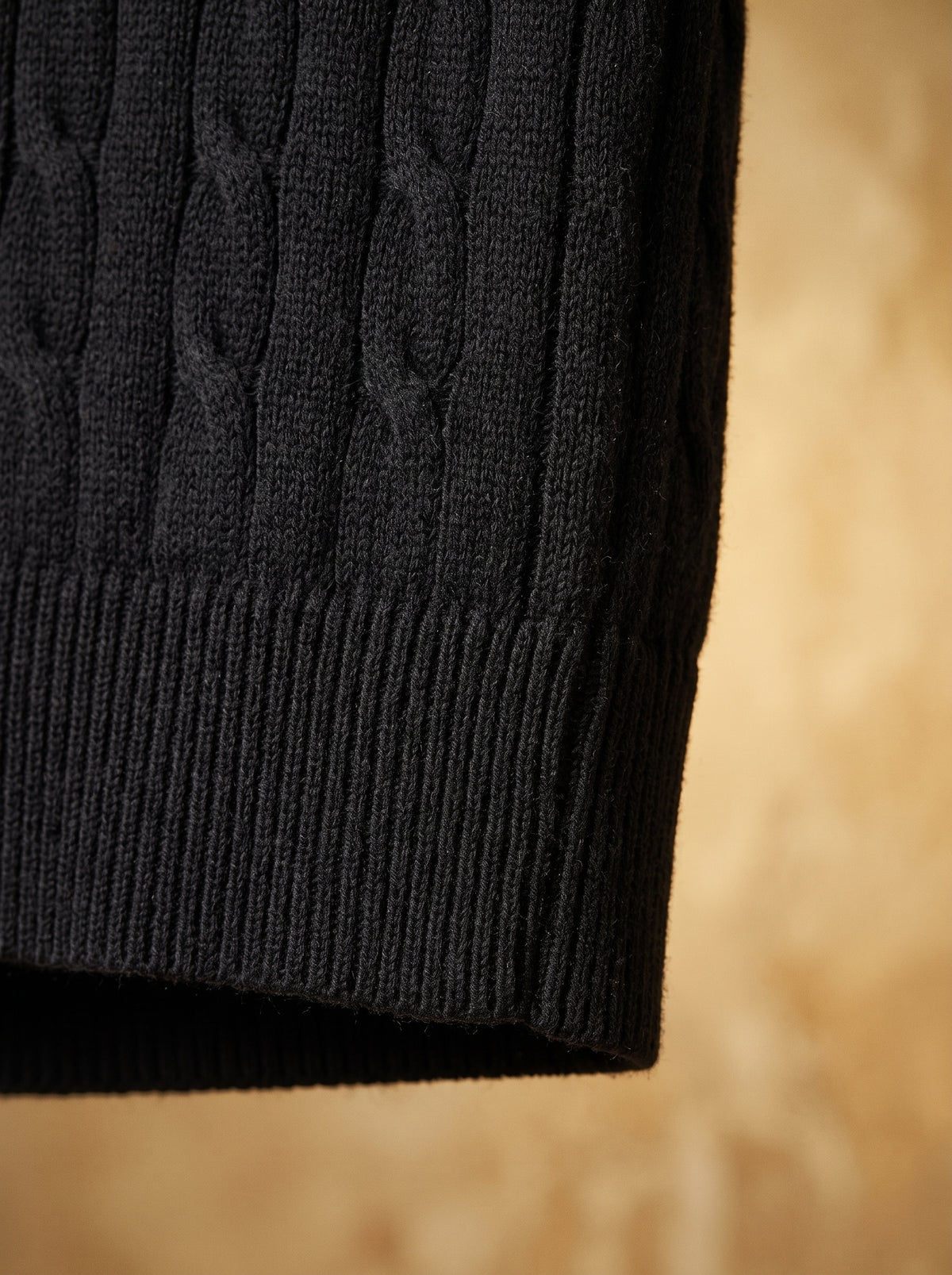 Ralph Lauren Cable Knit Polo Shirt – Black | Premium Export Quality