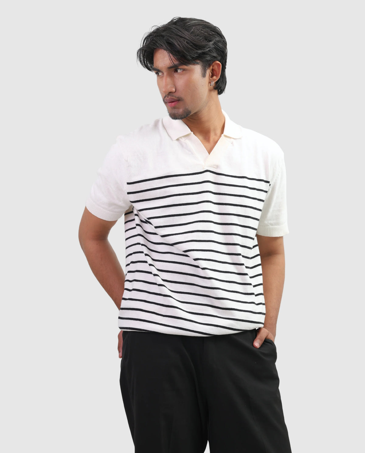 ZARA Knit High Quality Polo - Stripe | Premium Export Quality