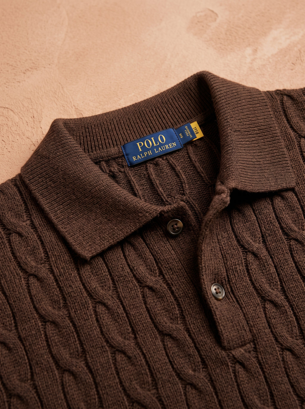 Ralph Lauren Cable Knit Polo Shirt – Brown | Premium Export Quality