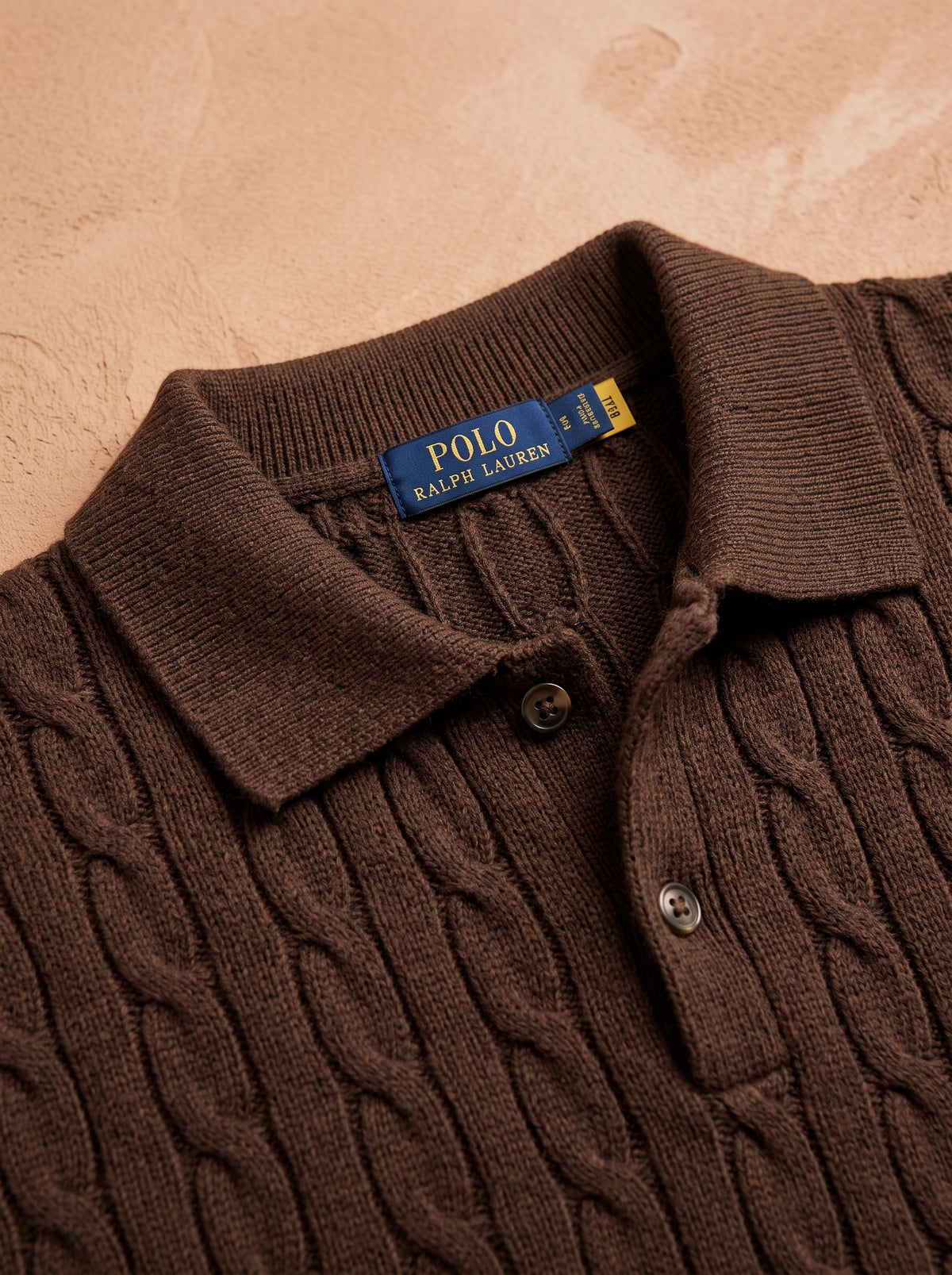 Ralph Lauren Cable Knit Polo Shirt – Brown | Premium Export Quality