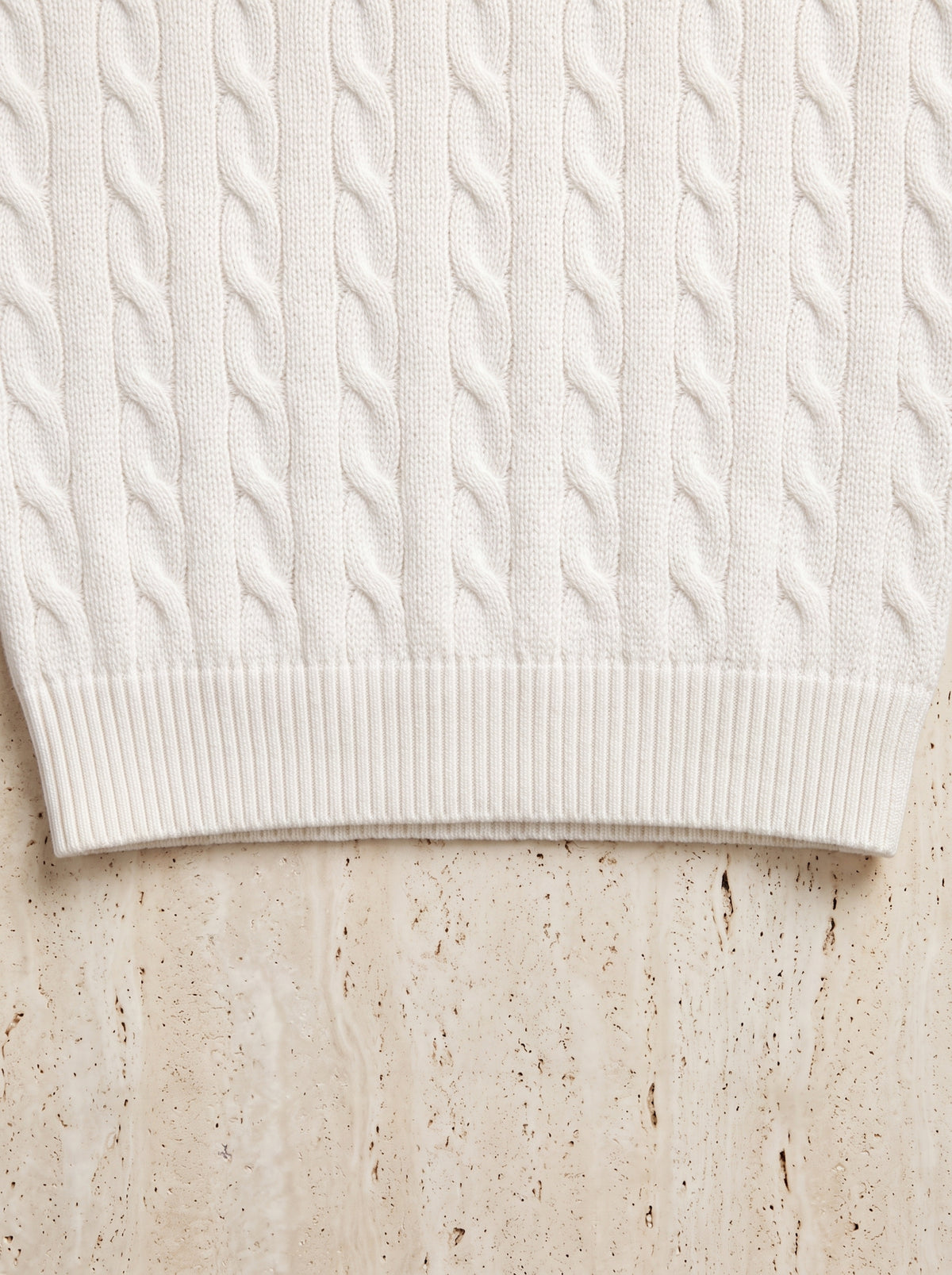 Ralph Lauren Cable Knit Polo Shirt – Off White | Premium Export Quality