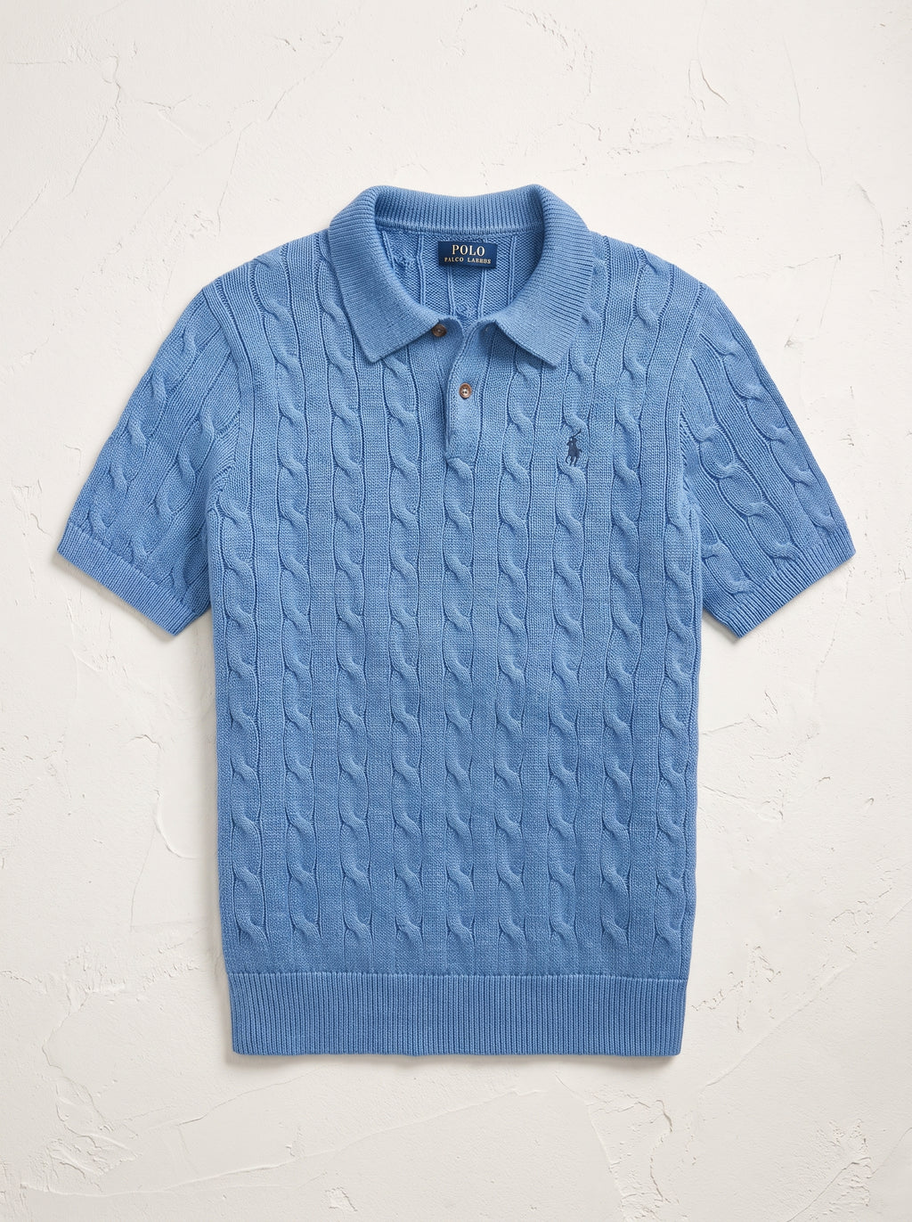 Ralph Lauren Cable Knit Polo Shirt – Light Blue | Premium Export Quality