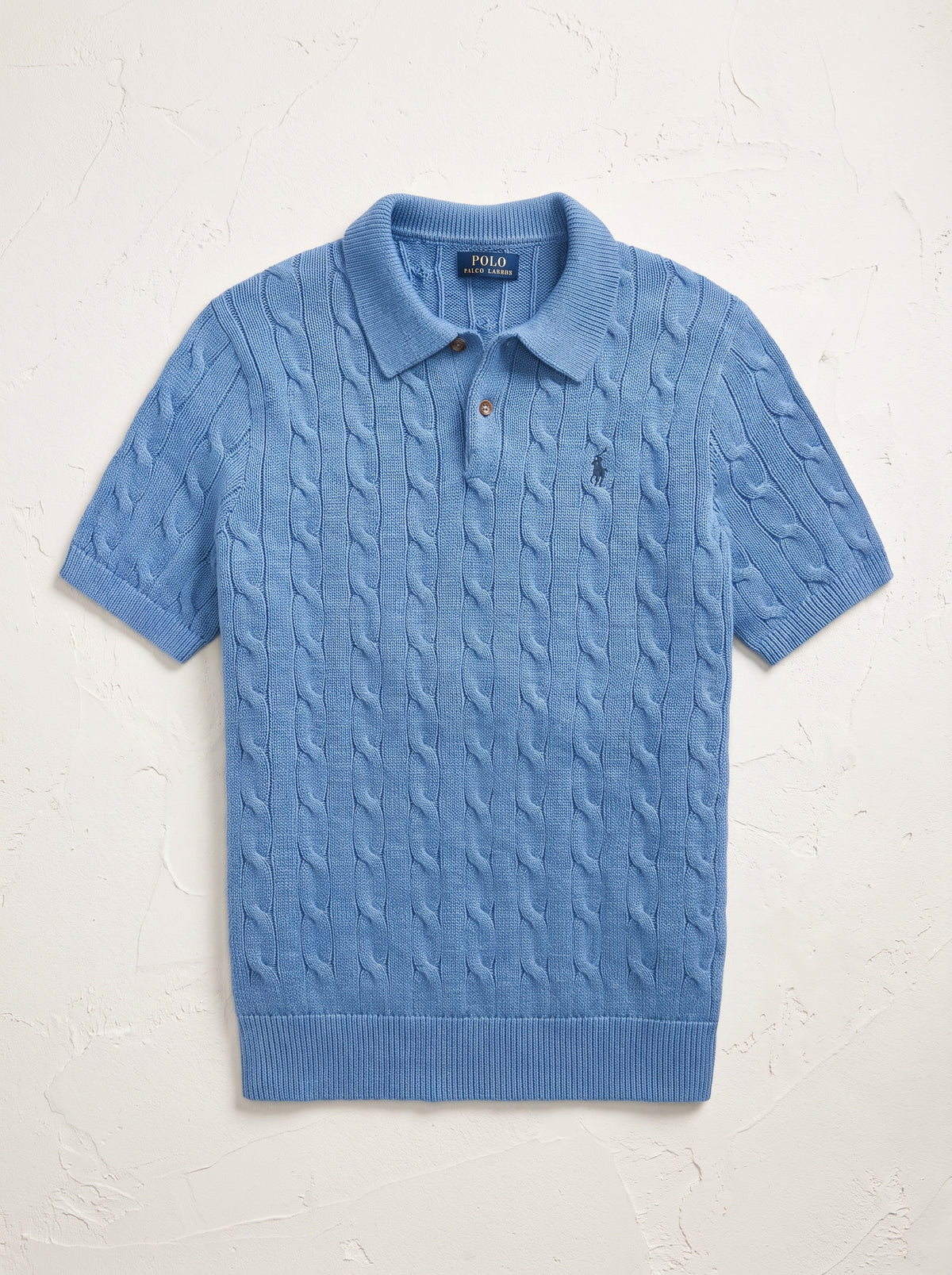 Ralph Lauren Cable Knit Polo Shirt – Light Blue | Premium Export Quality