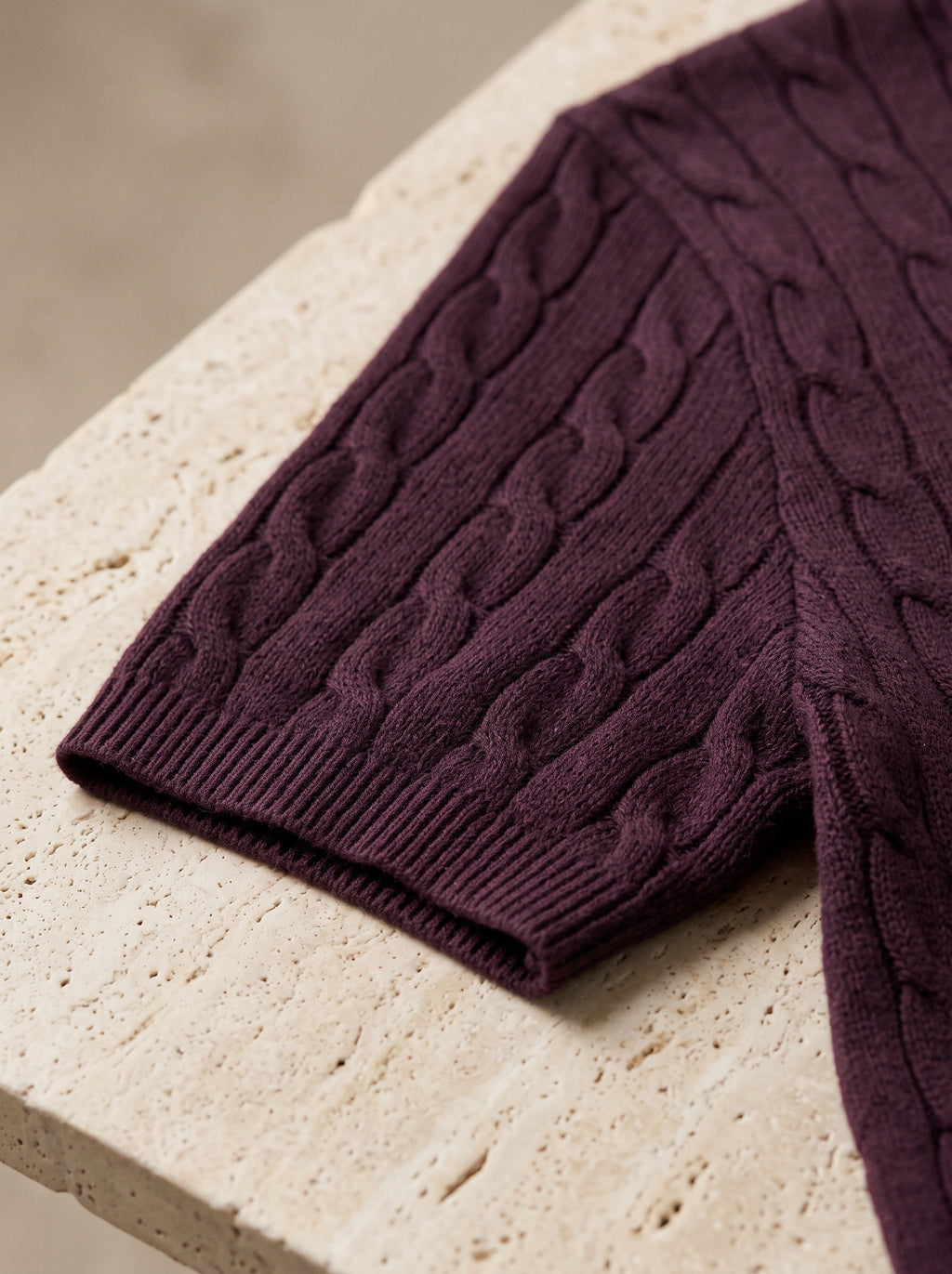 Ralph Lauren Cable Knit Polo Shirt – Maroon | Premium Export Quality
