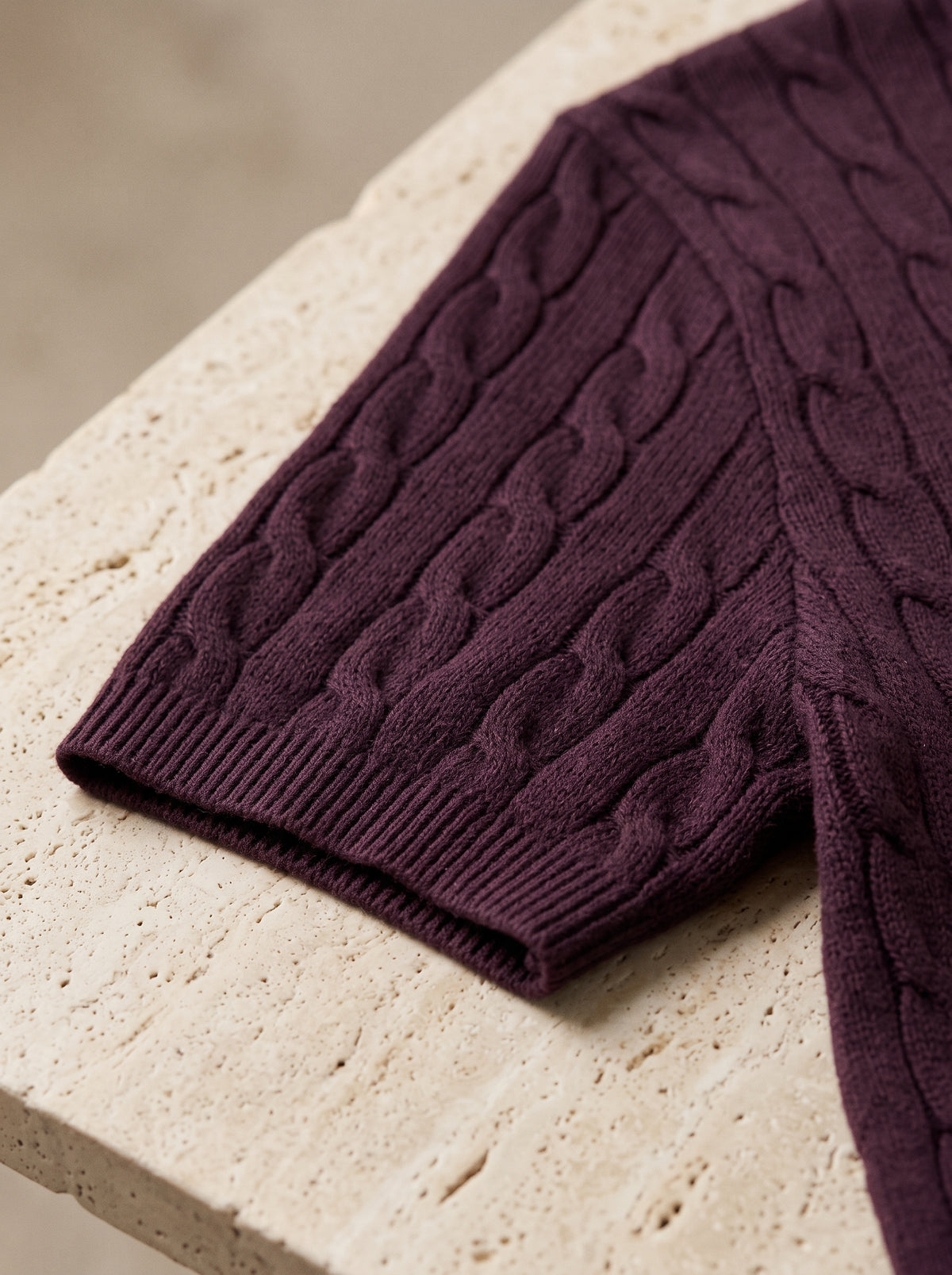 Ralph Lauren Cable Knit Polo Shirt – Maroon | Premium Export Quality