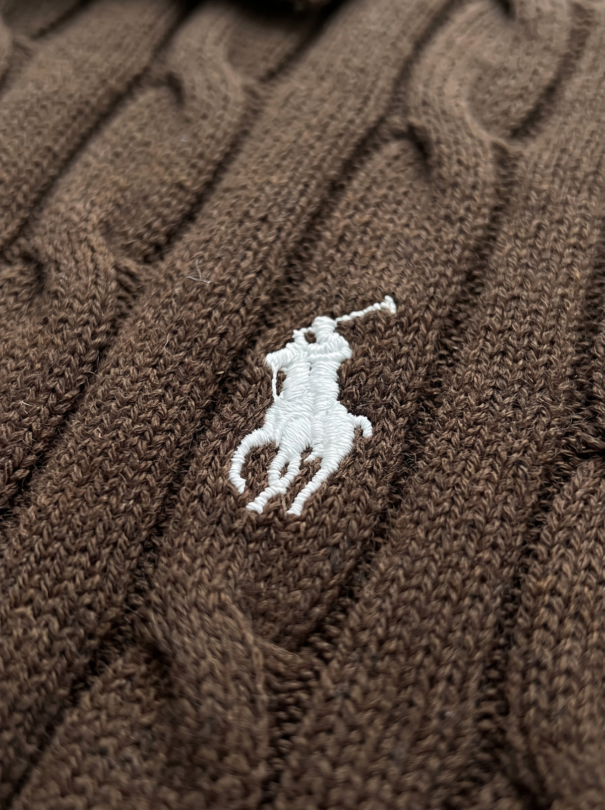 Ralph Lauren Cable Knit Polo Shirt – Brown | Premium Export Quality
