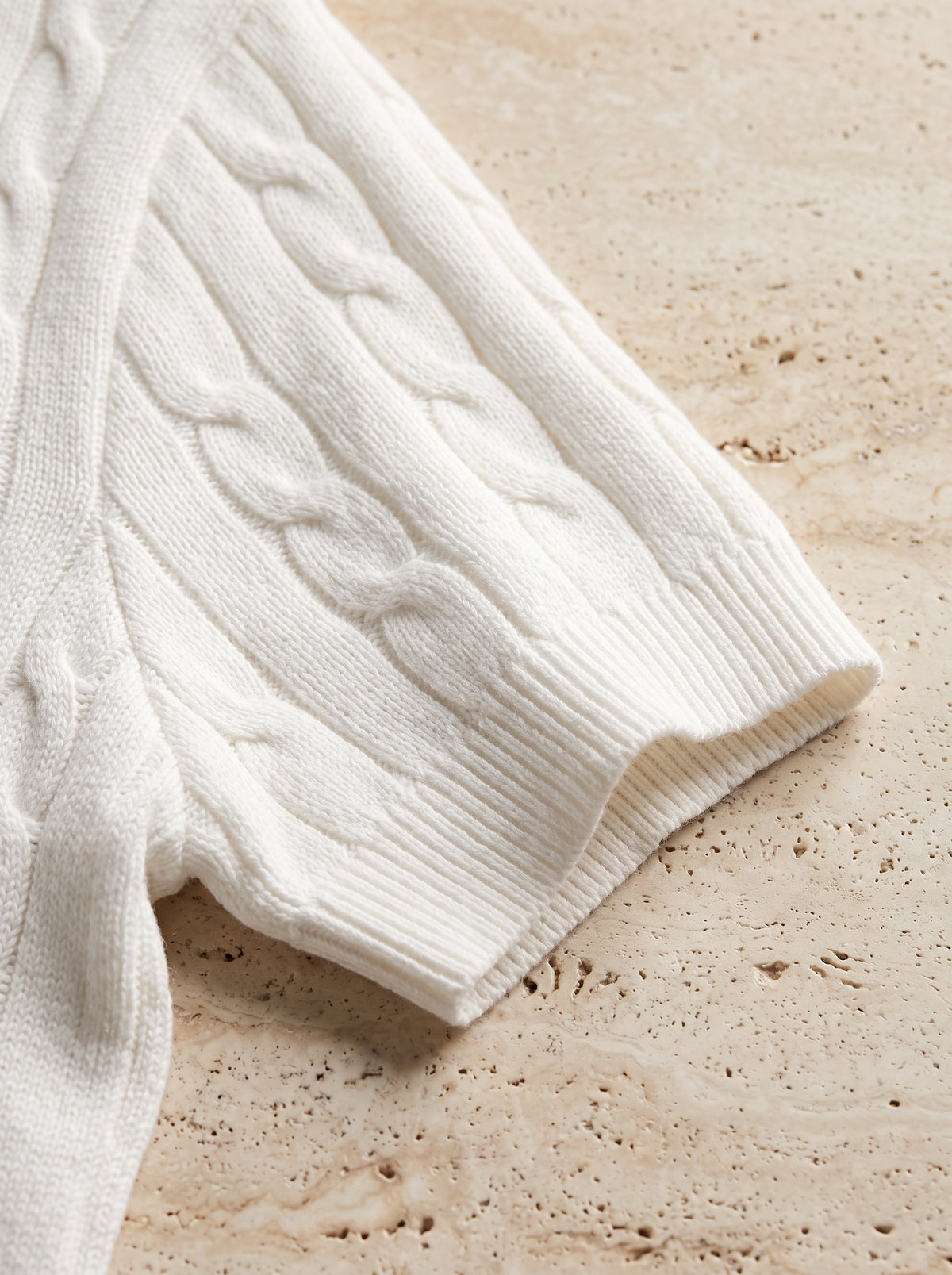 Ralph Lauren Cable Knit Polo Shirt – Off White | Premium Export Quality
