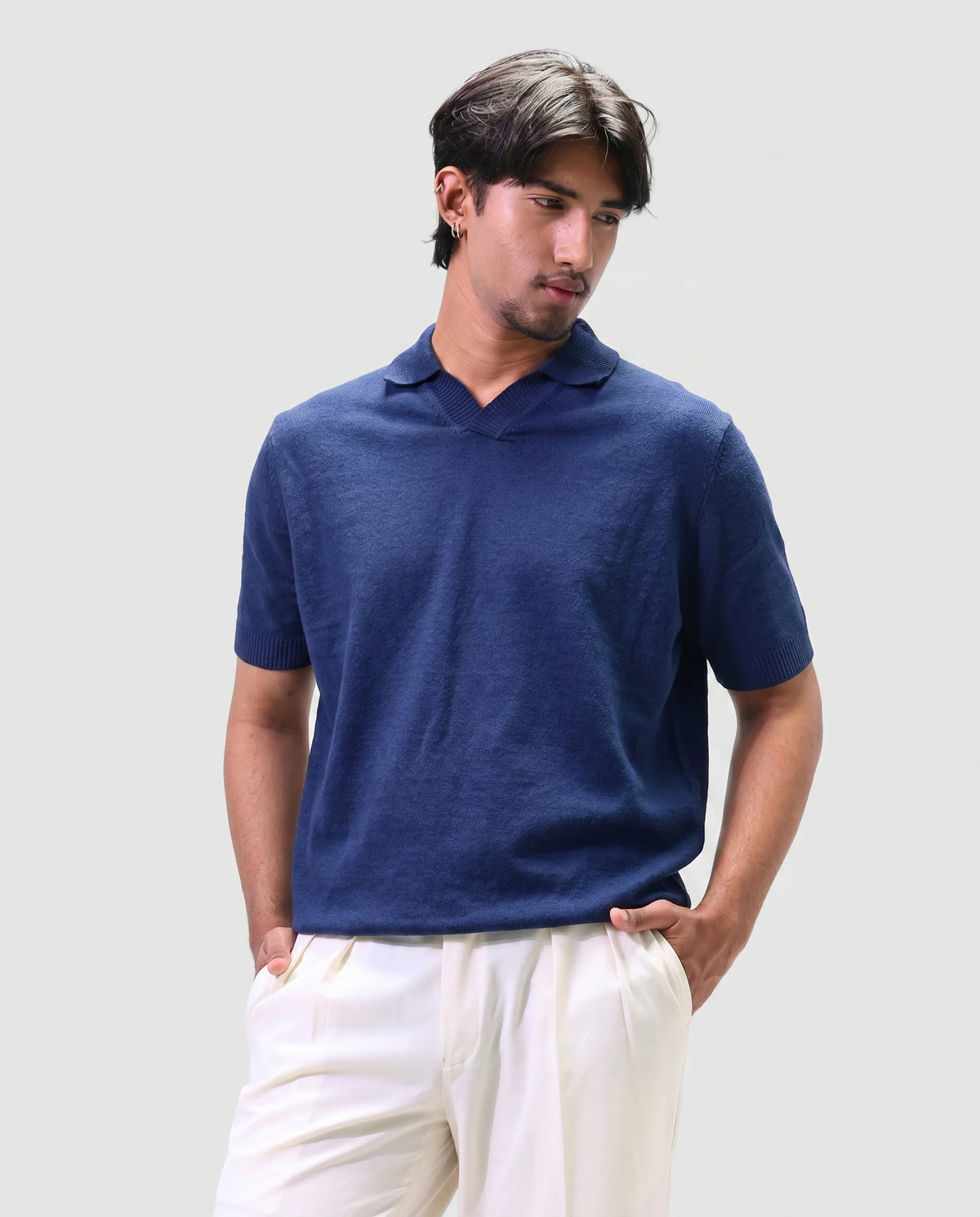 ZARA Knit High Quality Polo - Navy | Premium Export Quality