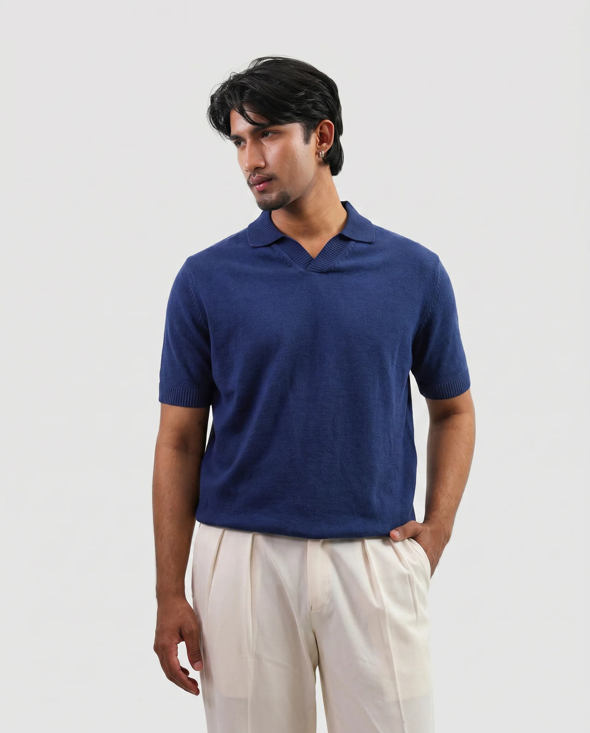 ZARA Knit High Quality Polo - Navy | Premium Export Quality