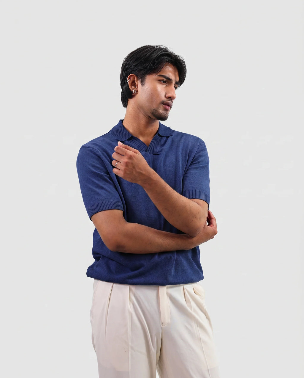 ZARA Knit High Quality Polo - Navy | Premium Export Quality