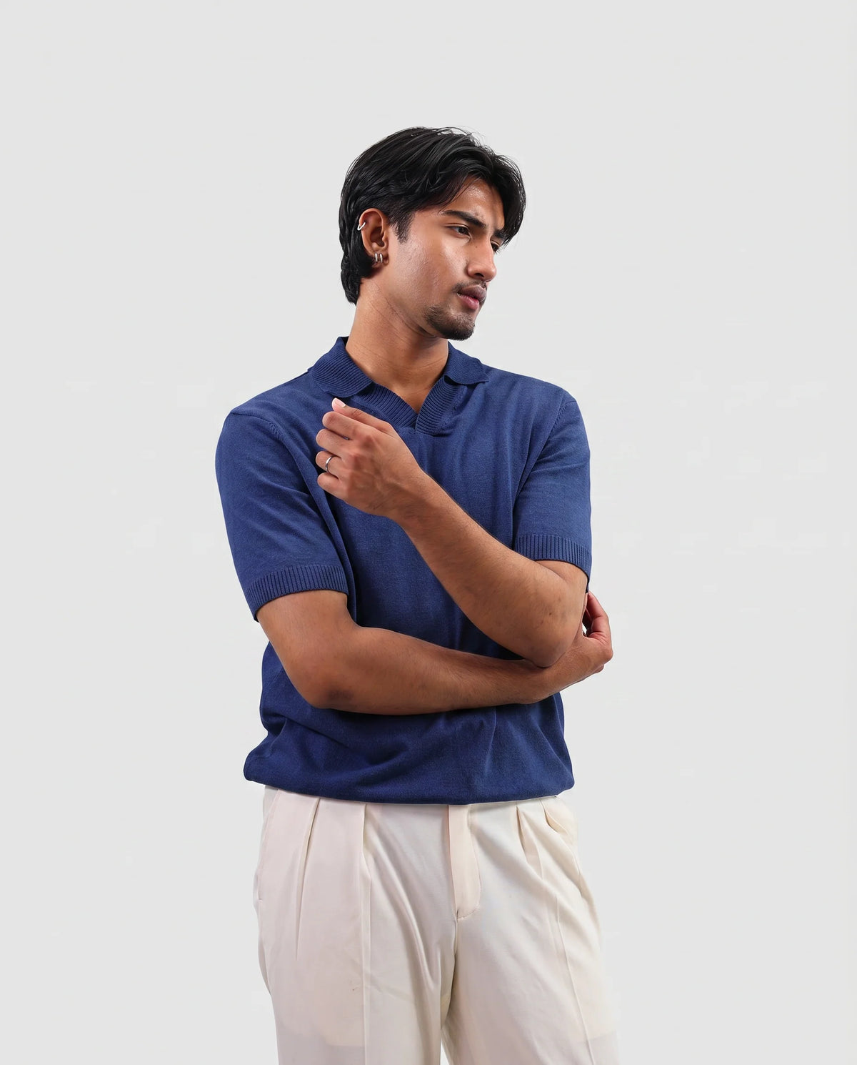 ZARA Knit High Quality Polo - Navy | Premium Export Quality
