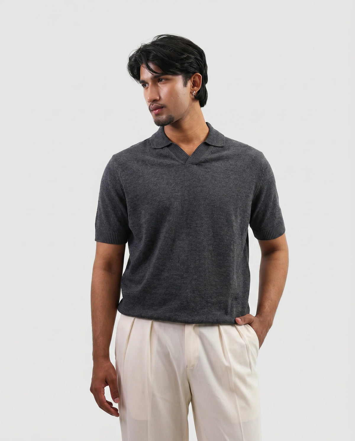 ZARA Knit High Quality Polo - Grey | Premium Export Quality