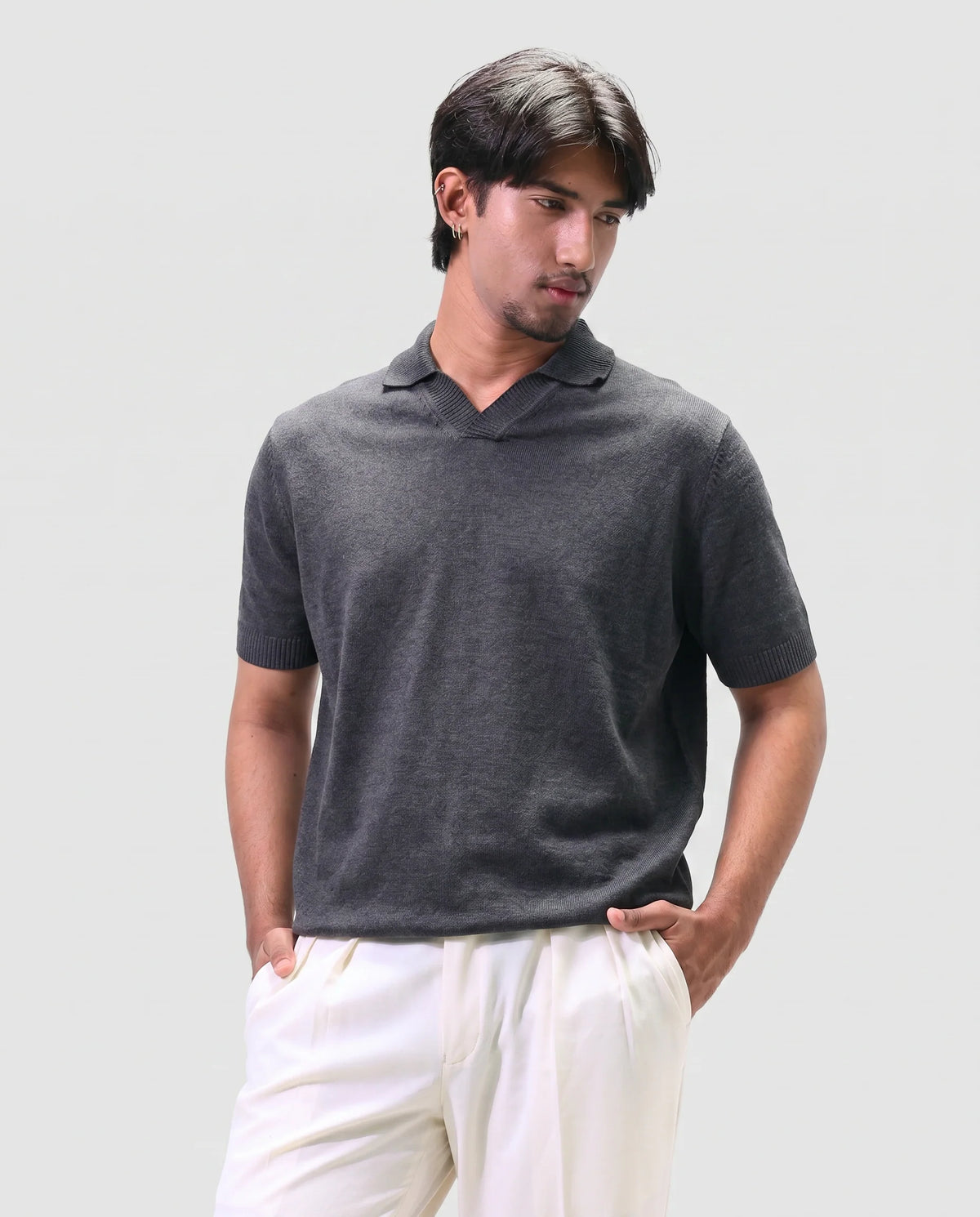 ZARA Knit High Quality Polo - Grey | Premium Export Quality