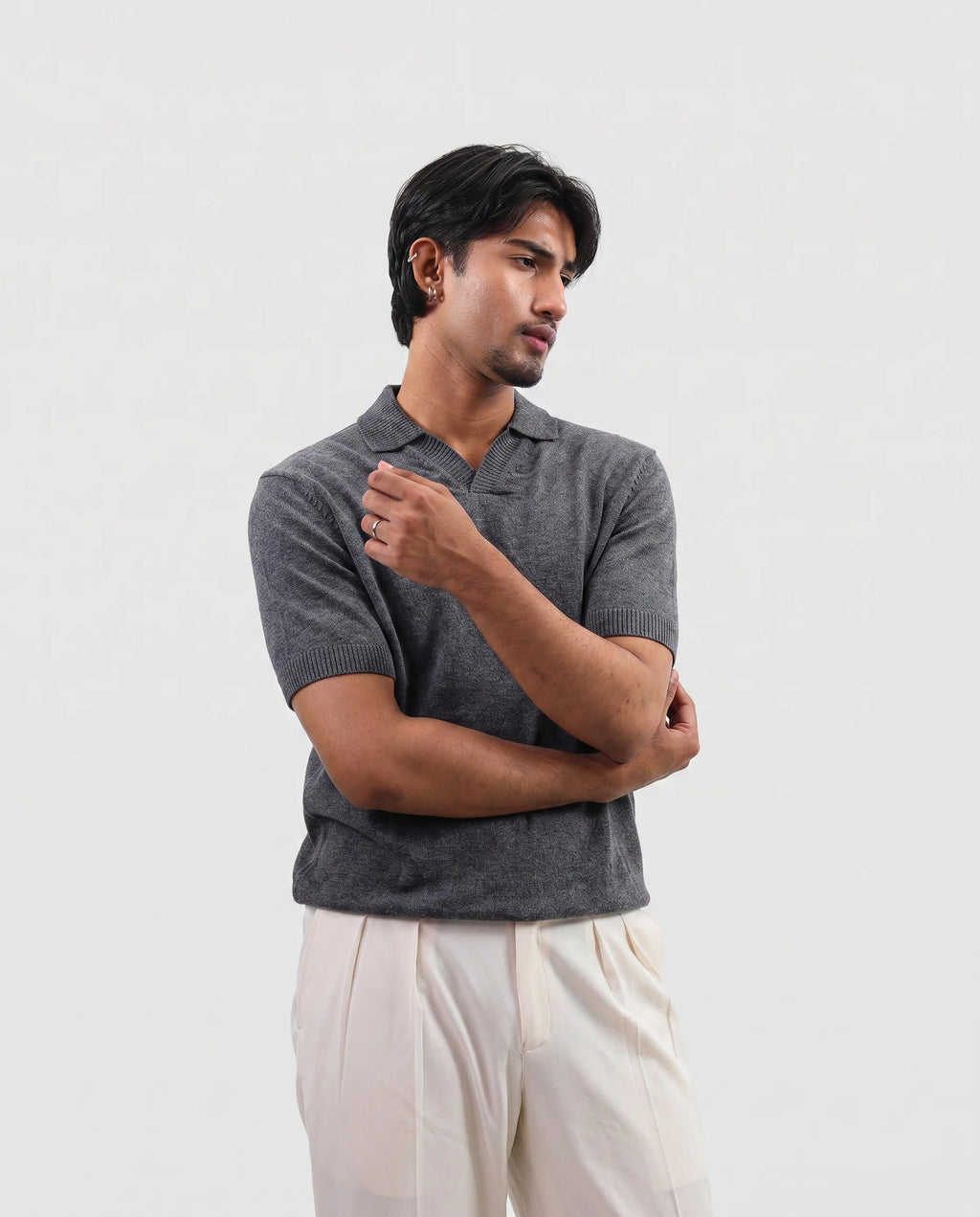 ZARA Knit High Quality Polo - Grey | Premium Export Quality