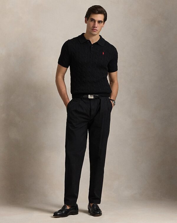 Ralph Lauren Cable Knit Polo - Black