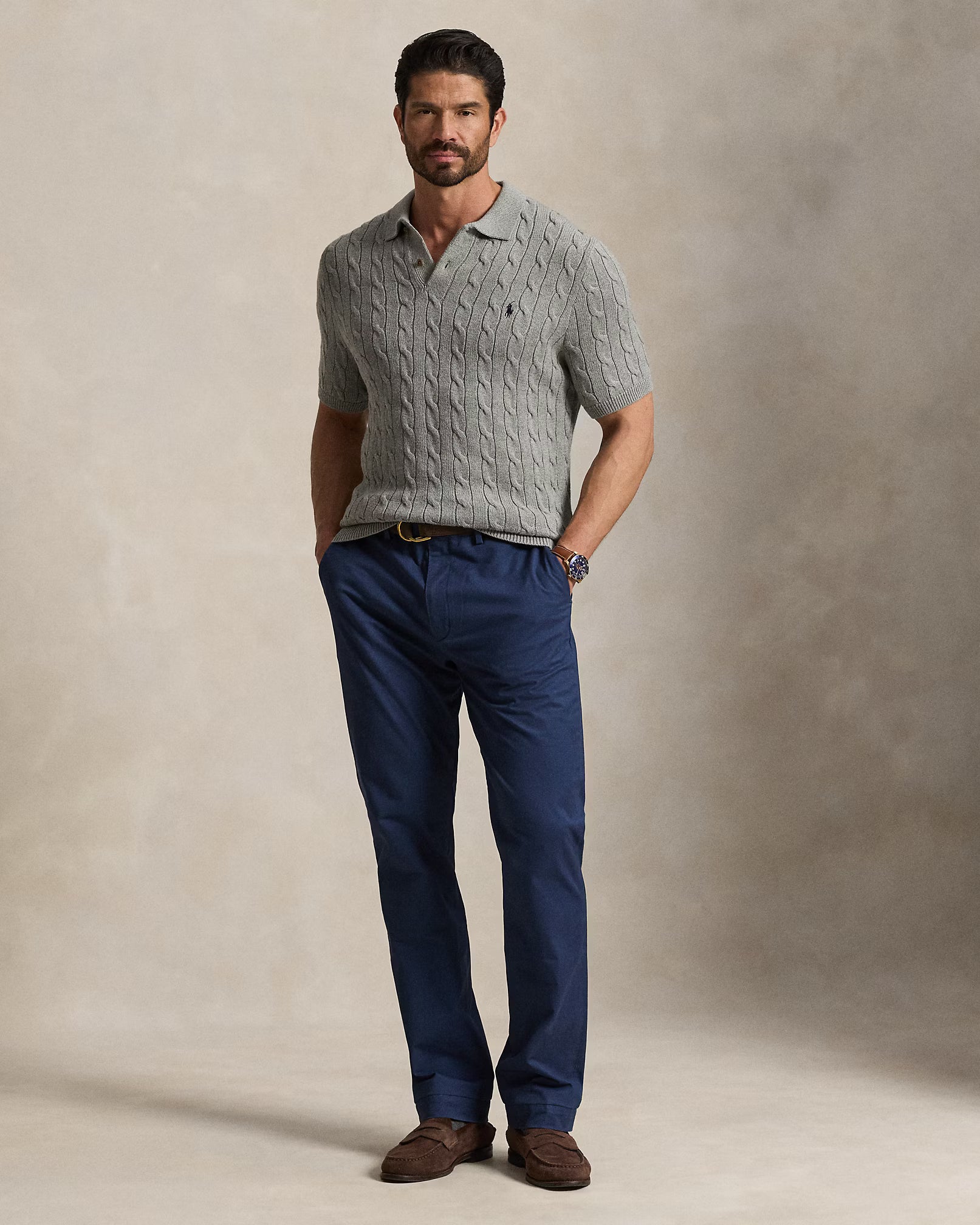 Ralph Lauren Cable Knit Polo - Grey