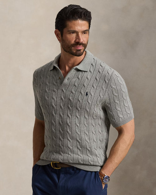 Ralph Lauren Cable Knit Polo - Grey